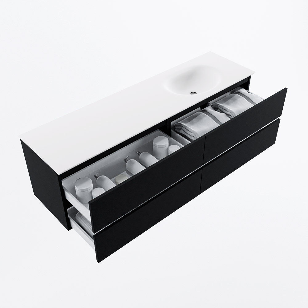 MONDIAZ VICA 170cm mueble de baño Urban 4 cajones. Lavabo MOON Derecho sin orificio, color Talc. 7 MONDIAZ VICA 170cm mueble de baño Urban 4 cajones. Lavabo MOON Derecho sin orificio, color Talc. - Imagen 7