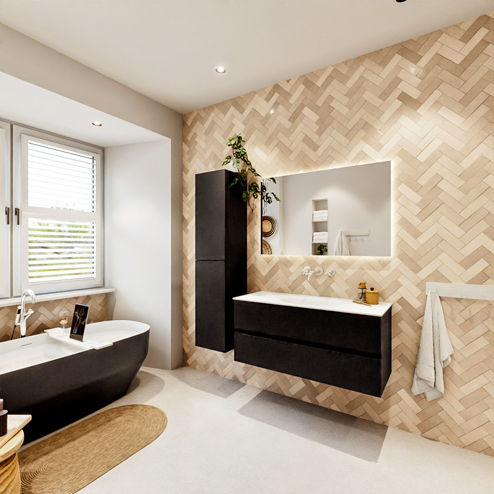 MONDIAZ VICA 110cm mueble de baño Urban 2 cajones. Lavabo MOON Centro sin orificio, color Talc. 4 MONDIAZ VICA 110cm mueble de baño Urban 2 cajones. Lavabo MOON Centro sin orificio, color Talc. - Imagen 4