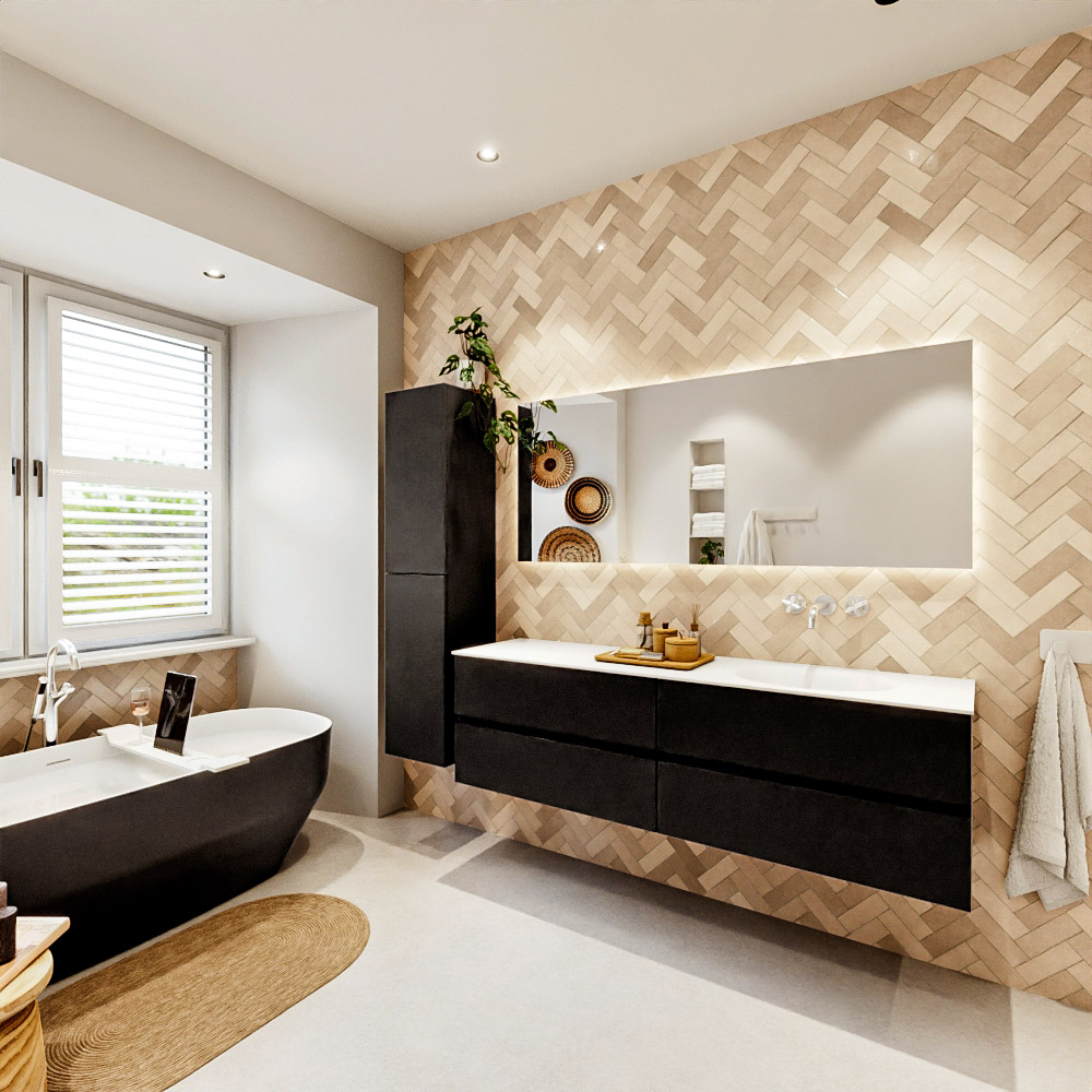 MONDIAZ VICA 170cm mueble de baño Urban 4 cajones. Lavabo MOON Derecho sin orificio, color Talc. 4 MONDIAZ VICA 170cm mueble de baño Urban 4 cajones. Lavabo MOON Derecho sin orificio, color Talc. - Imagen 4