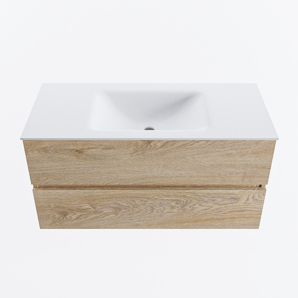 MONDIAZ VICA 100cm mueble de baño Washed Oak 2 cajones. Lavabo CLOUD Centro 1 orificio, color Talc. 5 MONDIAZ VICA 100cm mueble de baño Washed Oak 2 cajones. Lavabo CLOUD Centro 1 orificio, color Talc. - Imagen 5