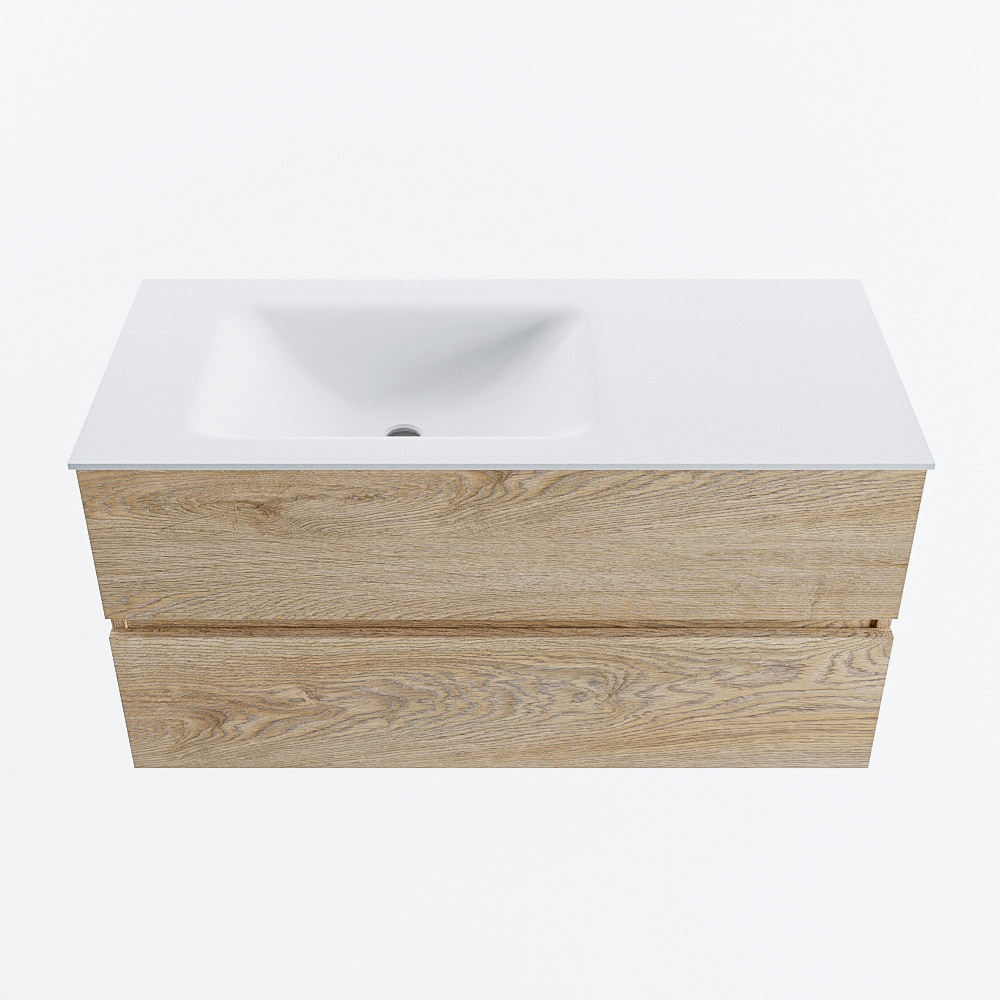 MONDIAZ VICA 100cm mueble de baño Washed Oak 2 cajones. Lavabo CLOUD Izquierda 1 orificio, color Talc. 5 MONDIAZ VICA 100cm mueble de baño Washed Oak 2 cajones. Lavabo CLOUD Izquierda 1 orificio, color Talc. - Imagen 5