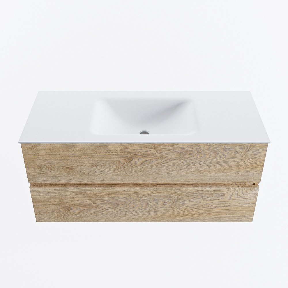 MONDIAZ VICA 110cm mueble de baño Washed Oak 2 cajones. Lavabo CLOUD Centro 1 orificio, color Talc. 5 MONDIAZ VICA 110cm mueble de baño Washed Oak 2 cajones. Lavabo CLOUD Centro 1 orificio, color Talc. - Imagen 5