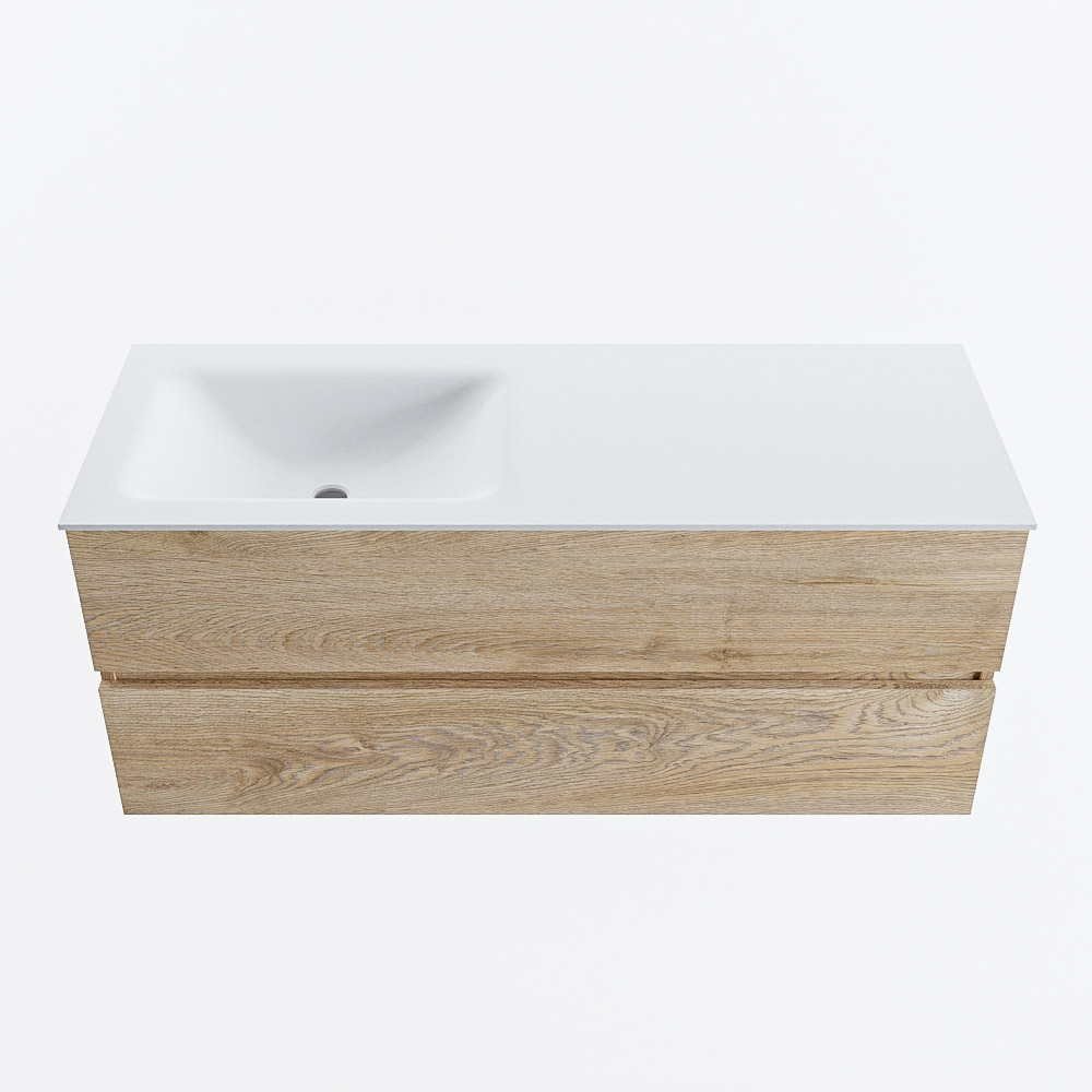 MONDIAZ VICA 120cm mueble de baño Washed Oak 2 cajones. Lavabo CLOUD Izquierda sin orificio, color Talc. 5 MONDIAZ VICA 120cm mueble de baño Washed Oak 2 cajones. Lavabo CLOUD Izquierda sin orificio, color Talc. - Imagen 5