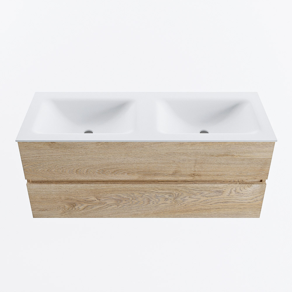 MONDIAZ VICA 120cm mueble de baño Washed Oak 2 cajones. Lavabo CLOUD Doble sin orificio, color Talc. 5 MONDIAZ VICA 120cm mueble de baño Washed Oak 2 cajones. Lavabo CLOUD Doble sin orificio, color Talc. - Imagen 5