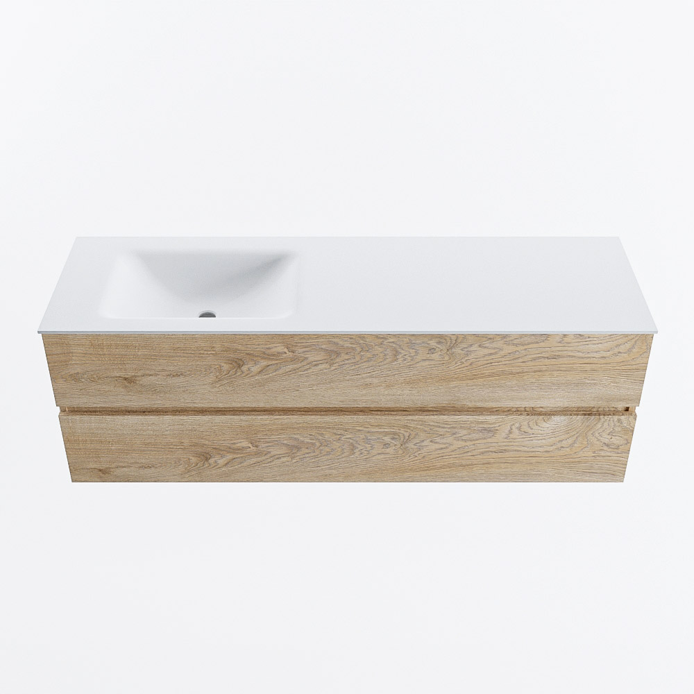 MONDIAZ VICA 150cm mueble de baño Washed Oak 2 cajones. Lavabo CLOUD Izquierda 1 orificio, color Talc. 5 MONDIAZ VICA 150cm mueble de baño Washed Oak 2 cajones. Lavabo CLOUD Izquierda 1 orificio, color Talc. - Imagen 5