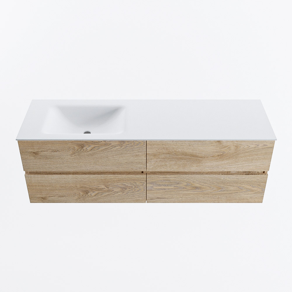 MONDIAZ VICA 150cm mueble de baño Washed Oak 4 cajones. Lavabo CLOUD Izquierda 1 orificio, color Talc. 5 MONDIAZ VICA 150cm mueble de baño Washed Oak 4 cajones. Lavabo CLOUD Izquierda 1 orificio, color Talc. - Imagen 5