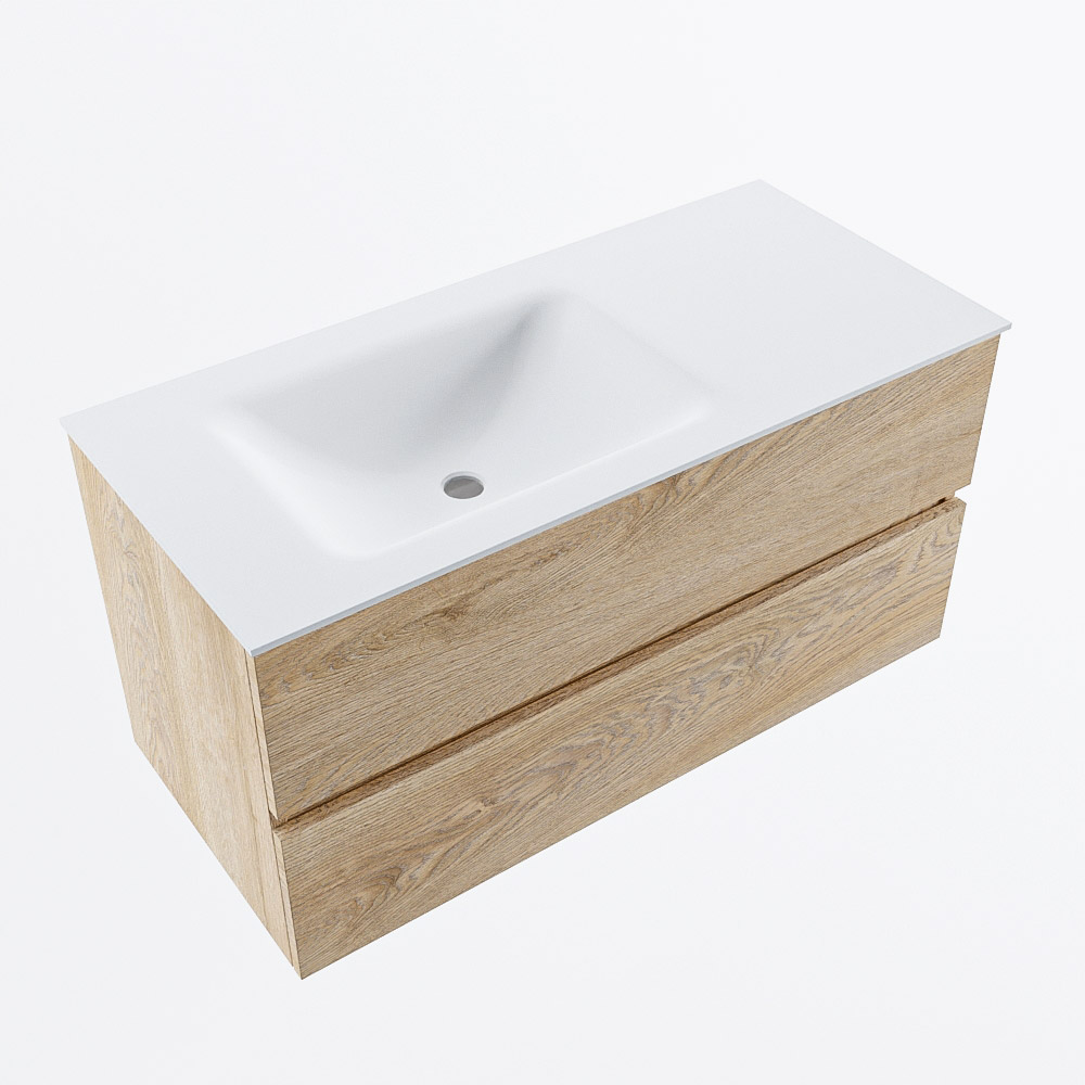 MONDIAZ VICA 100cm mueble de baño Washed Oak 2 cajones. Lavabo CLOUD Izquierda 1 orificio, color Talc. 6 MONDIAZ VICA 100cm mueble de baño Washed Oak 2 cajones. Lavabo CLOUD Izquierda 1 orificio, color Talc. - Imagen 6