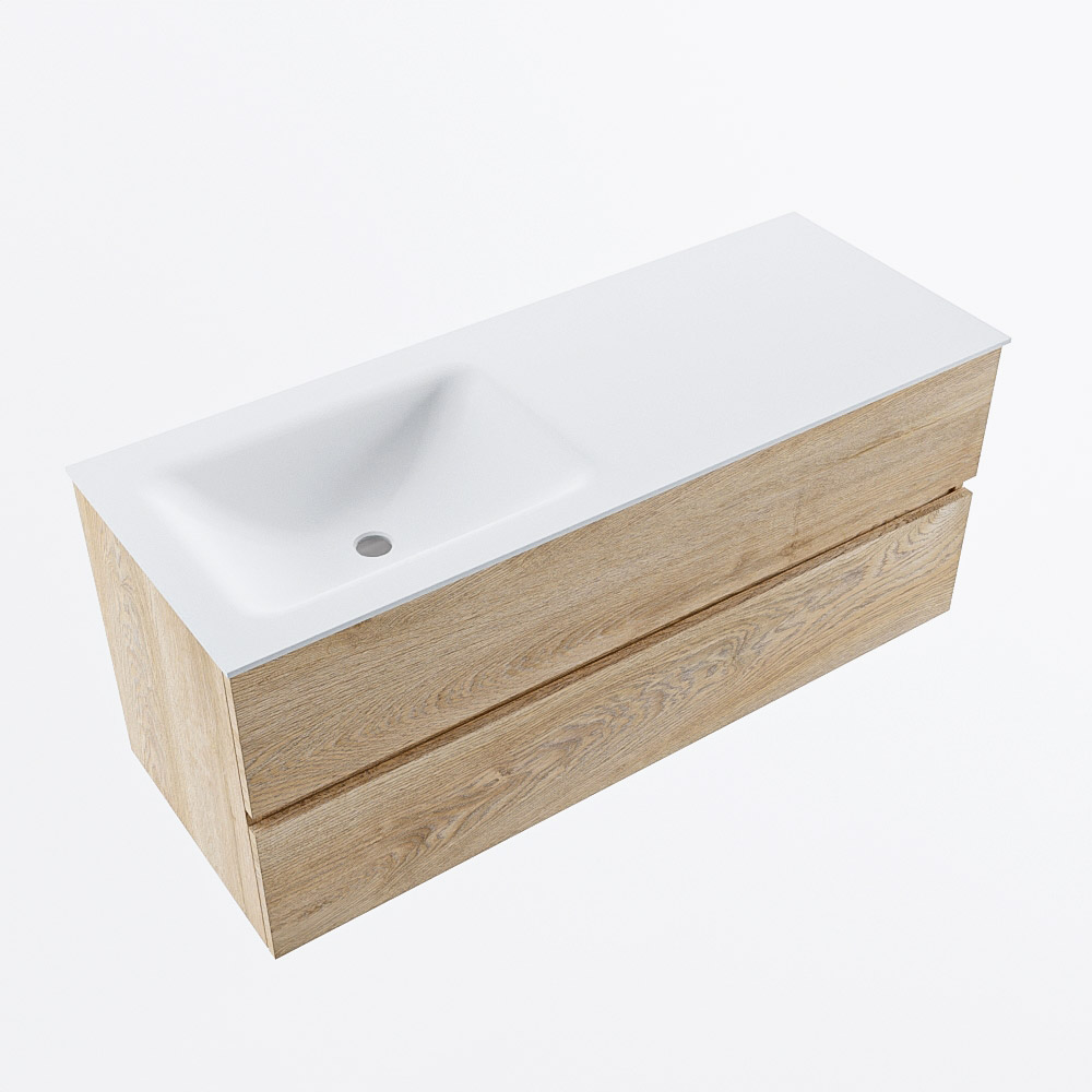 MONDIAZ VICA 120cm mueble de baño Washed Oak 2 cajones. Lavabo CLOUD Izquierda sin orificio, color Talc. 6 MONDIAZ VICA 120cm mueble de baño Washed Oak 2 cajones. Lavabo CLOUD Izquierda sin orificio, color Talc. - Imagen 6
