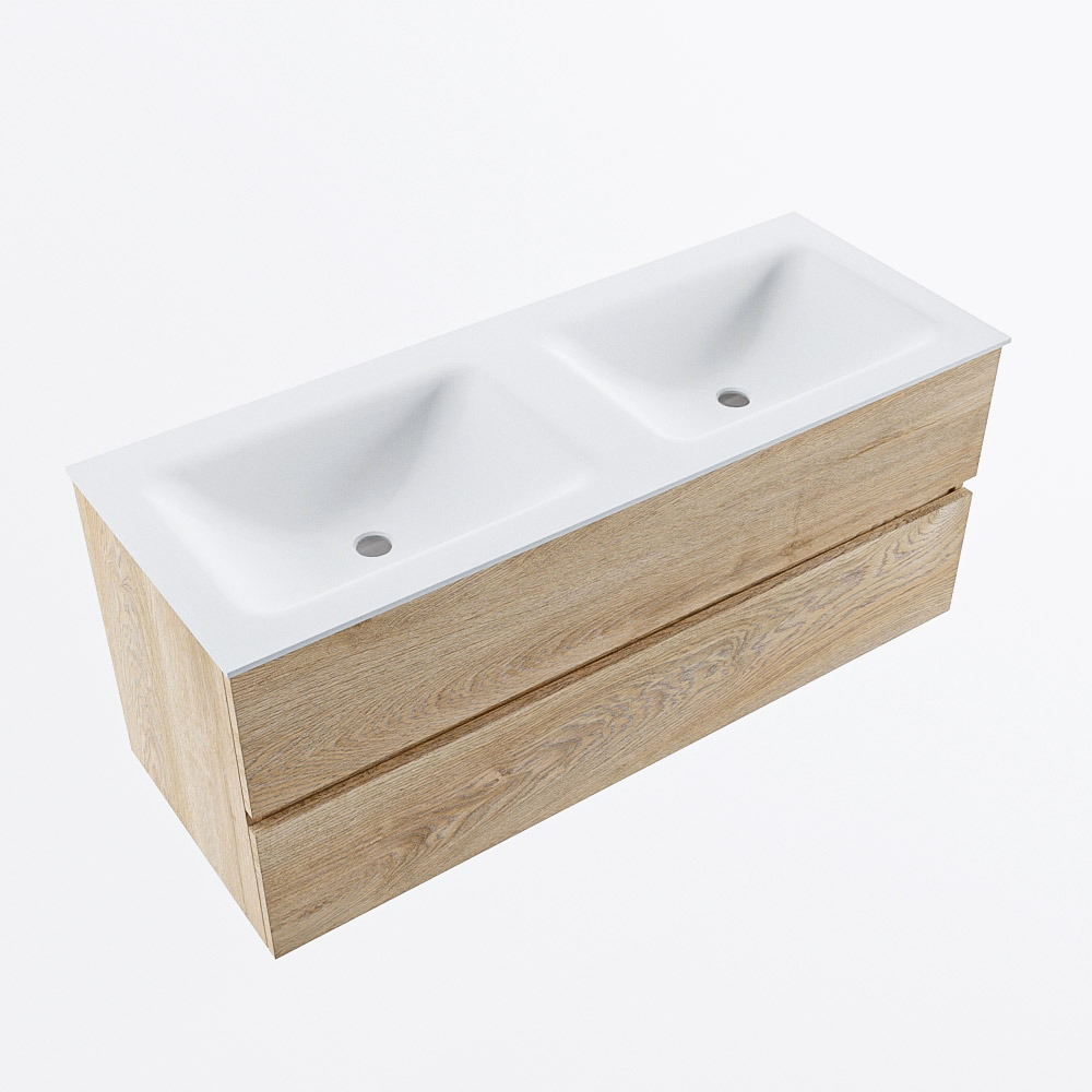 MONDIAZ VICA 120cm mueble de baño Washed Oak 2 cajones. Lavabo CLOUD Doble sin orificio, color Talc. 6 MONDIAZ VICA 120cm mueble de baño Washed Oak 2 cajones. Lavabo CLOUD Doble sin orificio, color Talc. - Imagen 6