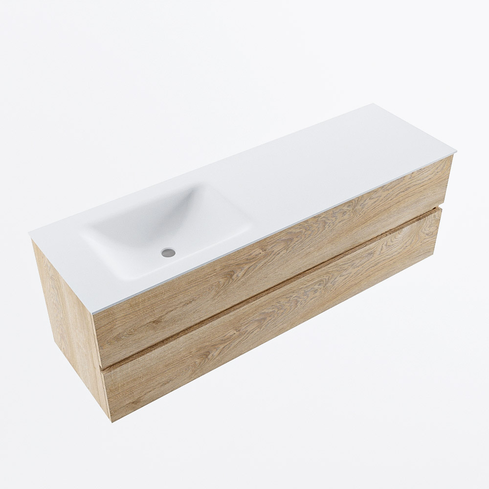 MONDIAZ VICA 150cm mueble de baño Washed Oak 2 cajones. Lavabo CLOUD Izquierda 1 orificio, color Talc. 6 MONDIAZ VICA 150cm mueble de baño Washed Oak 2 cajones. Lavabo CLOUD Izquierda 1 orificio, color Talc. - Imagen 6