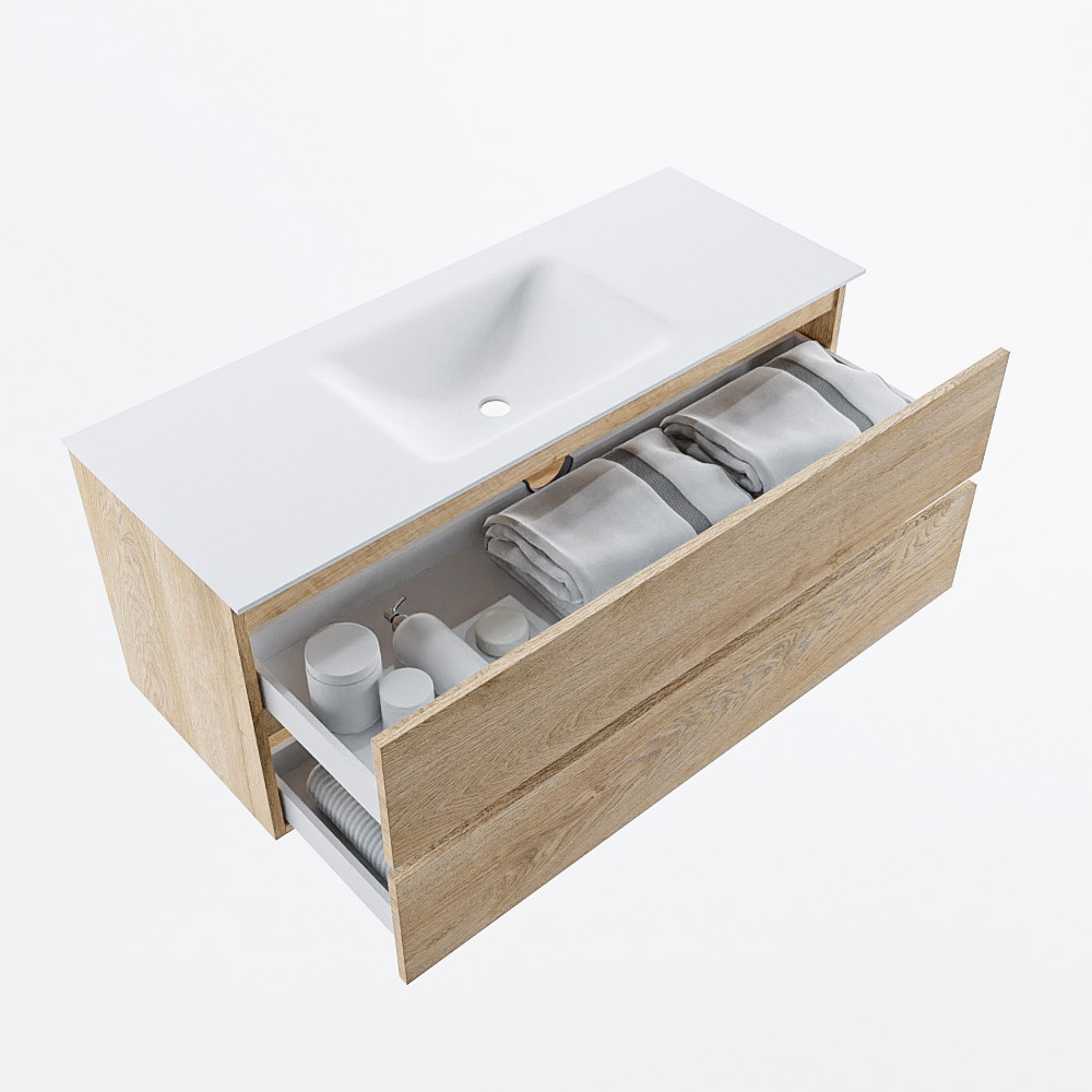 MONDIAZ VICA 120cm mueble de baño Washed Oak 2 cajones. Lavabo CLOUD Centro 1 orificio, color Talc. 7 MONDIAZ VICA 120cm mueble de baño Washed Oak 2 cajones. Lavabo CLOUD Centro 1 orificio, color Talc. - Imagen 7