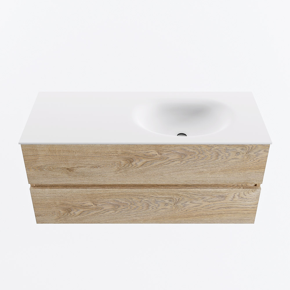 MONDIAZ VICA 110cm mueble de baño Washed Oak 2 cajones. Lavabo MOON Derecho sin orificio, color Talc. 5 MONDIAZ VICA 110cm mueble de baño Washed Oak 2 cajones. Lavabo MOON Derecho sin orificio, color Talc. - Imagen 5