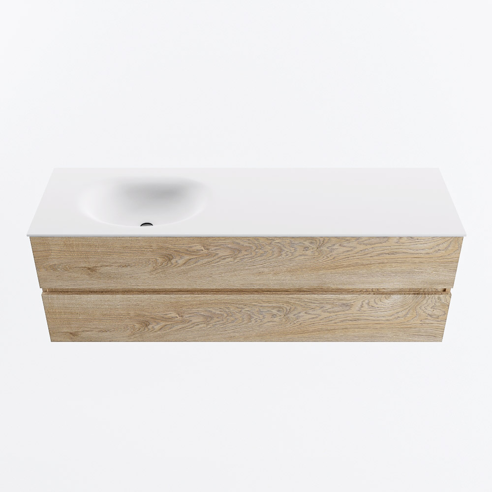 MONDIAZ VICA 150cm mueble de baño Washed Oak 2 cajones. Lavabo MOON Izquierda sin orificio, color Talc. 5 MONDIAZ VICA 150cm mueble de baño Washed Oak 2 cajones. Lavabo MOON Izquierda sin orificio, color Talc. - Imagen 5