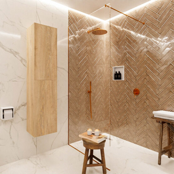 MONDIAZ BEAM 160cm armarios de columna color Washed Oak con 2 puertas.