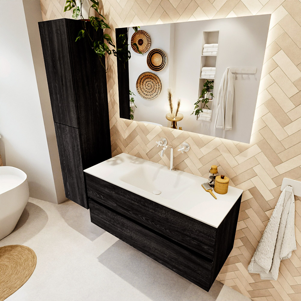 MONDIAZ VICA 110cm mueble de baño Antracite 2 cajones. Lavabo CLOUD Centro 1 orificio, color Talc. 1 MONDIAZ VICA 110cm mueble de baño Antracite 2 cajones. Lavabo CLOUD Centro 1 orificio