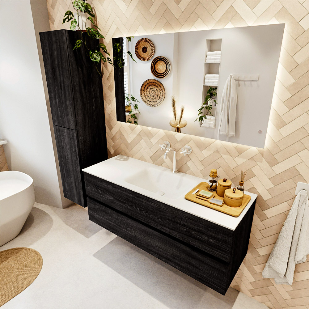 MONDIAZ VICA 130cm mueble de baño Antracite 2 cajones. Lavabo CLOUD Centro 1 orificio, color Talc. 1 MONDIAZ VICA 130cm mueble de baño Antracite 2 cajones. Lavabo CLOUD Centro 1 orificio