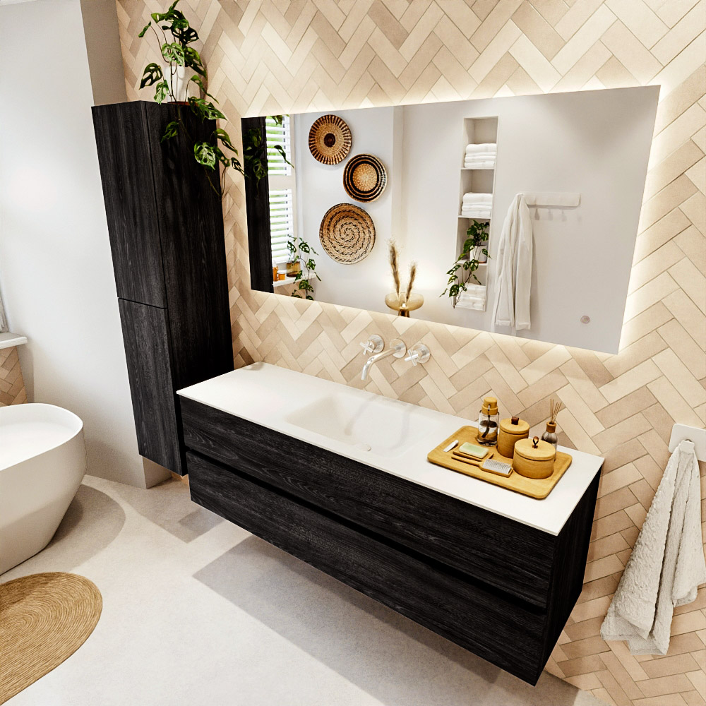 MONDIAZ VICA 150cm mueble de baño Antracite 2 cajones. Lavabo CLOUD Centro sin orificio, color Talc. 1 MONDIAZ VICA 150cm mueble de baño Antracite 2 cajones. Lavabo CLOUD Centro sin orificio