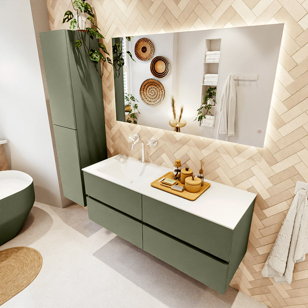 MONDIAZ VICA 130cm mueble de baño Army 4 cajones. Lavabo CLOUD Izquierda 1 orificio, color Talc. 1 MONDIAZ VICA 130cm mueble de baño Army 4 cajones. Lavabo CLOUD Izquierda 1 orificio