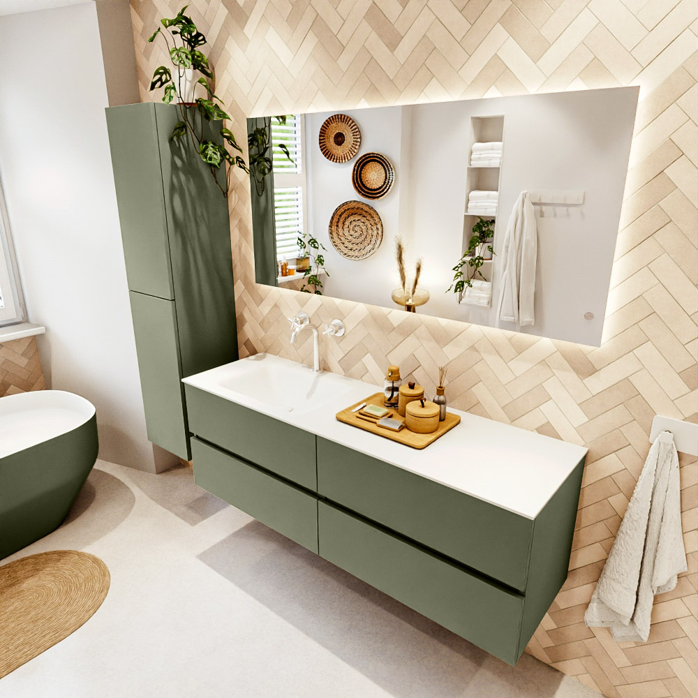 MONDIAZ VICA 150cm mueble de baño Army 4 cajones. Lavabo CLOUD Izquierda 1 orificio, color Talc. 1 MONDIAZ VICA 150cm mueble de baño Army 4 cajones. Lavabo CLOUD Izquierda 1 orificio