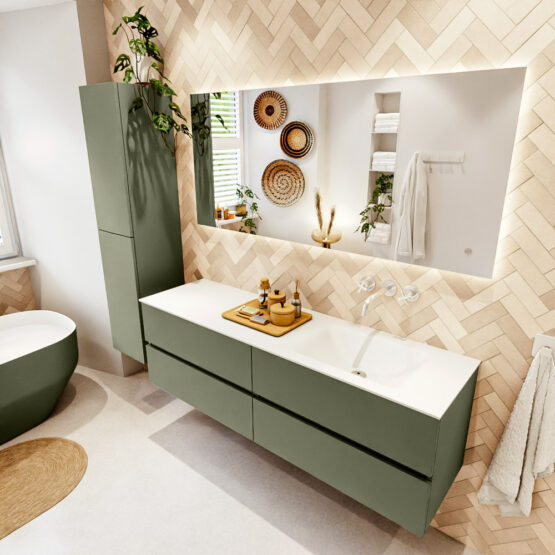 MONDIAZ VICA 160cm mueble de baño Army 4 cajones. Lavabo CLOUD Derecho sin orificio