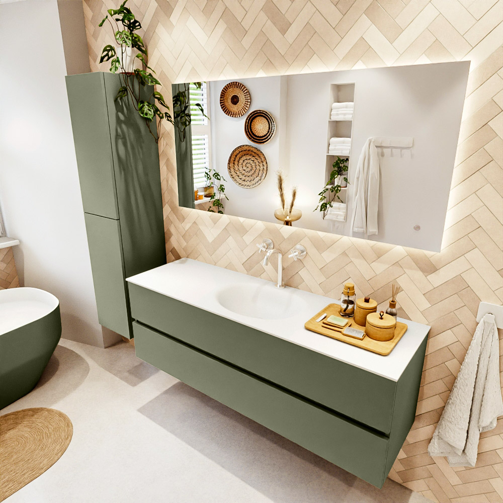 MONDIAZ VICA 150cm mueble de baño Army 2 cajones. Lavabo MOON Centro 1 orificio, color Talc. 1 MONDIAZ VICA 150cm mueble de baño Army 2 cajones. Lavabo MOON Centro 1 orificio
