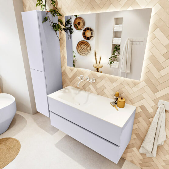 MONDIAZ VICA 110cm mueble de baño Cale 2 cajones. Lavabo CLOUD Izquierda sin orificio