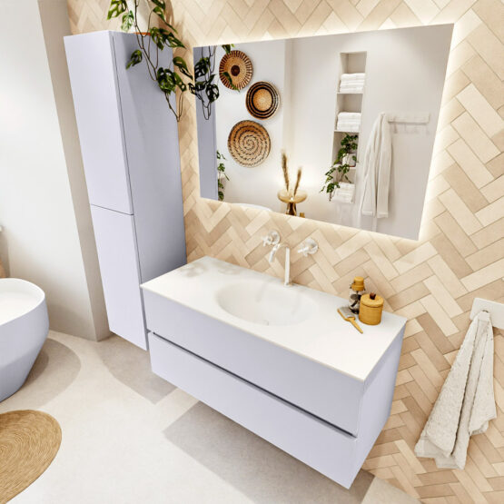 MONDIAZ VICA 110cm mueble de baño Cale 2 cajones. Lavabo MOON Centro 1 orificio