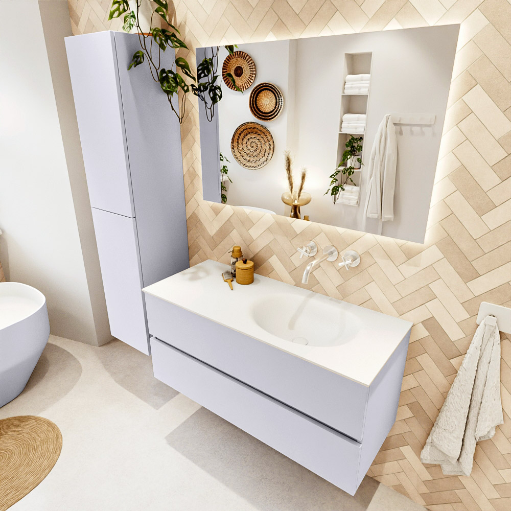 MONDIAZ VICA 110cm mueble de baño Cale 2 cajones. Lavabo MOON Derecho sin orificio, color Talc. 1 MONDIAZ VICA 110cm mueble de baño Cale 2 cajones. Lavabo MOON Derecho sin orificio