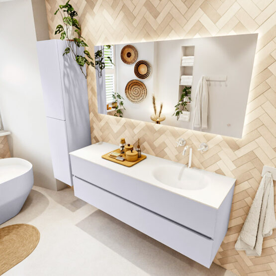 MONDIAZ VICA 150cm mueble de baño Cale 2 cajones. Lavabo MOON Derecho 1 orificio