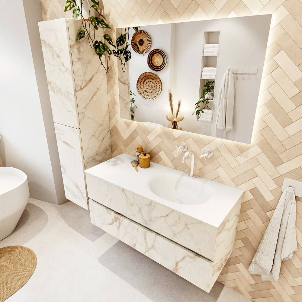 MONDIAZ VICA 110cm mueble de baño Carrara 2 cajones. Lavabo MOON Derecho 1 orificio, color Talc. 1 MONDIAZ VICA 110cm mueble de baño Carrara 2 cajones. Lavabo MOON Derecho 1 orificio