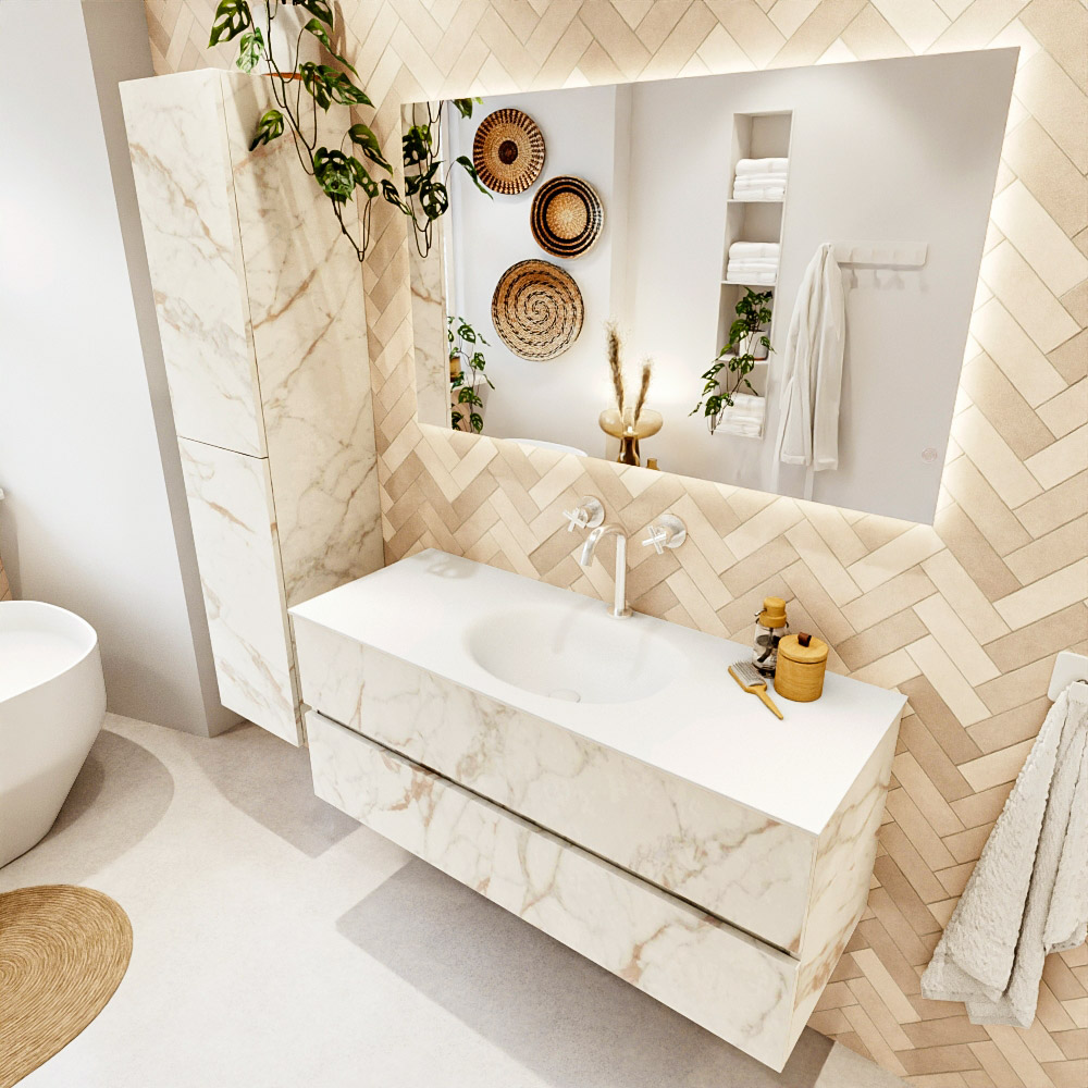 MONDIAZ VICA 120cm mueble de baño Carrara 2 cajones. Lavabo MOON Centro 1 orificio, color Talc. 1 MONDIAZ VICA 120cm mueble de baño Carrara 2 cajones. Lavabo MOON Centro 1 orificio