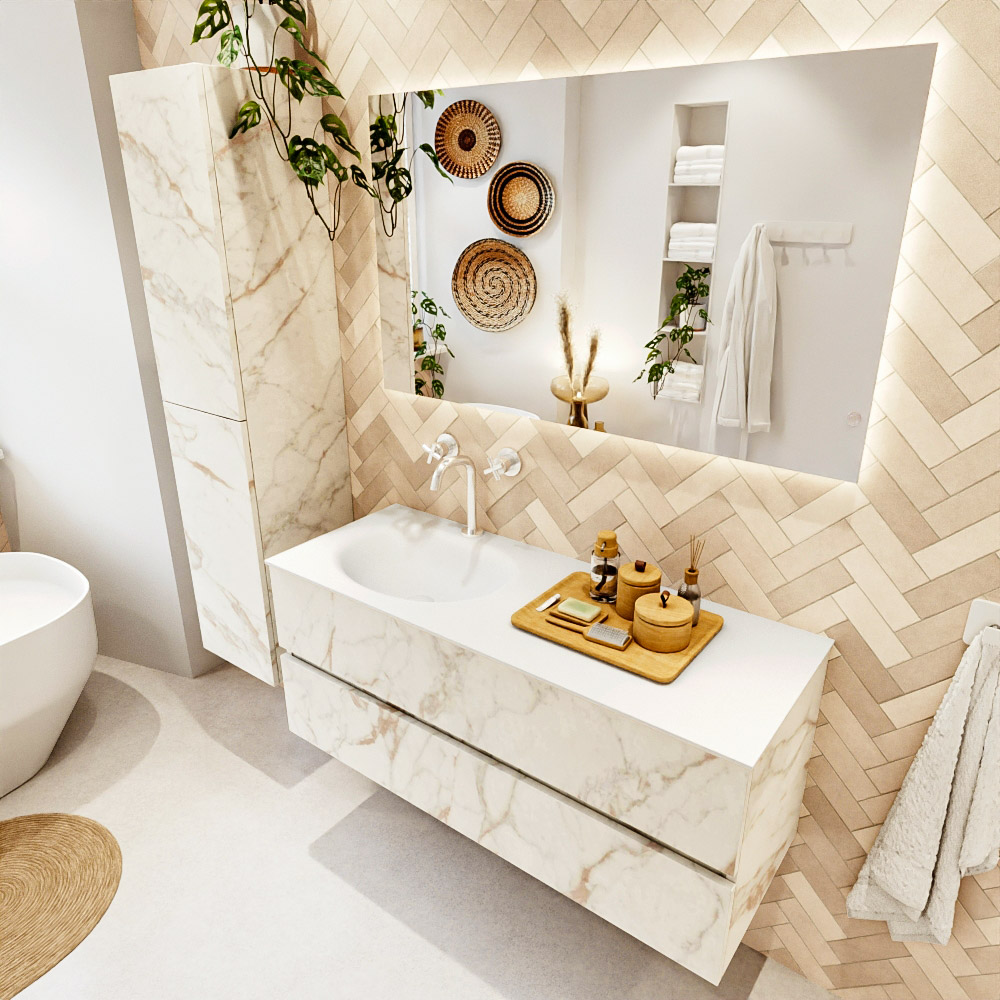 MONDIAZ VICA 120cm mueble de baño Carrara 2 cajones. Lavabo MOON Izquierda 1 orificio, color Talc. 1 MONDIAZ VICA 120cm mueble de baño Carrara 2 cajones. Lavabo MOON Izquierda 1 orificio