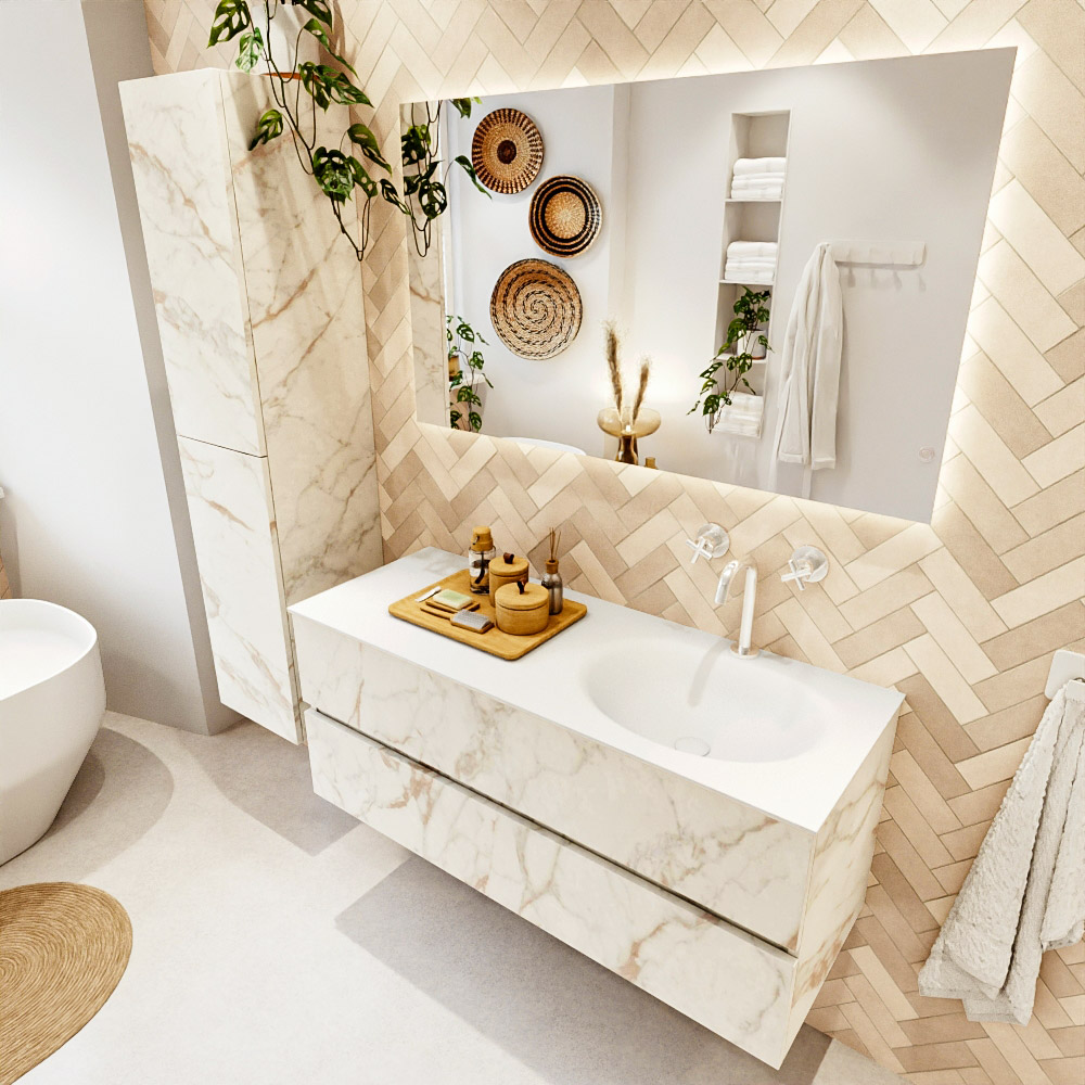 MONDIAZ VICA 120cm mueble de baño Carrara 2 cajones. Lavabo MOON Derecho 1 orificio, color Talc. 1 MONDIAZ VICA 120cm mueble de baño Carrara 2 cajones. Lavabo MOON Derecho 1 orificio