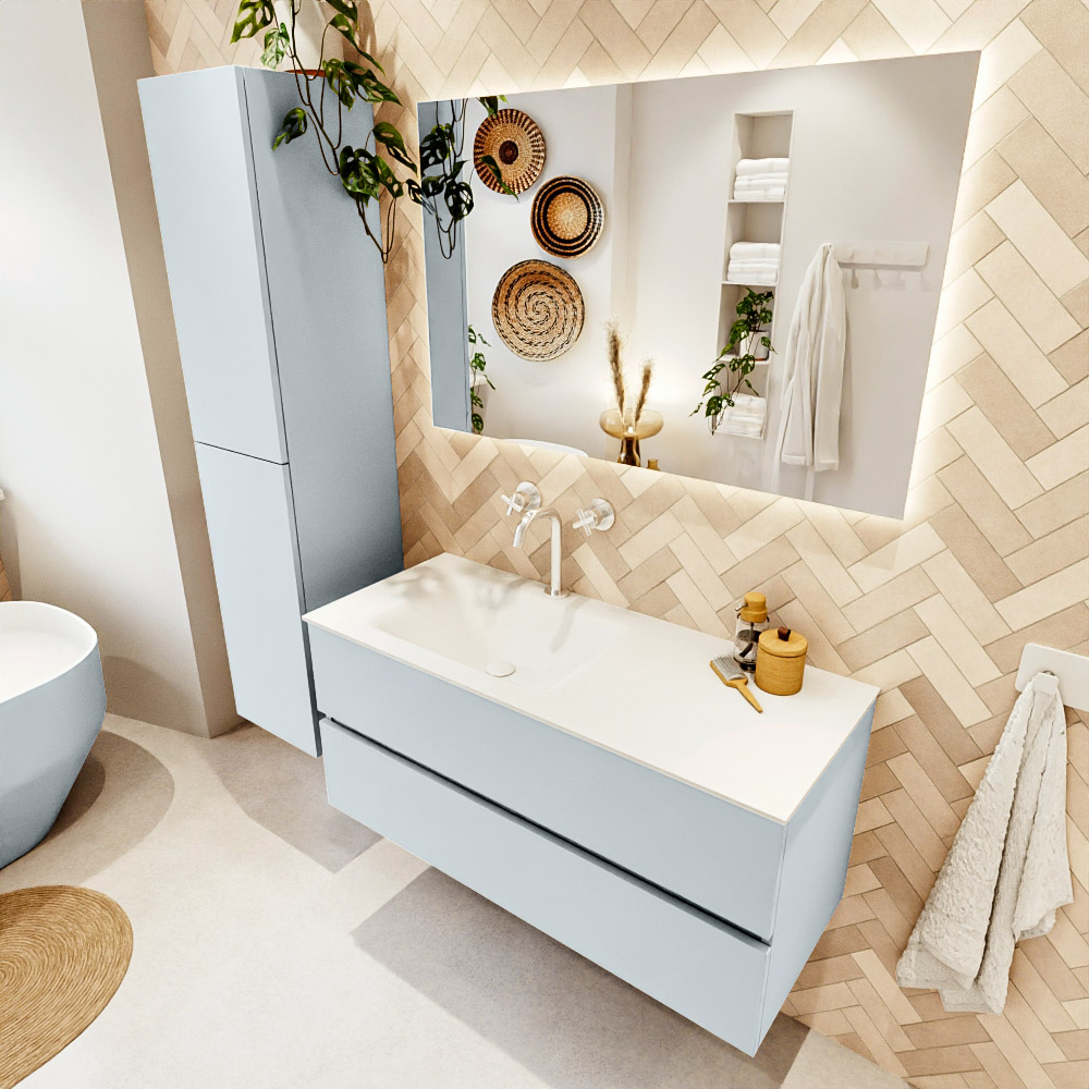 MONDIAZ VICA 110cm mueble de baño Clay 2 cajones. Lavabo CLOUD Izquierda 1 orificio, color Talc. 1 MONDIAZ VICA 110cm mueble de baño Clay 2 cajones. Lavabo CLOUD Izquierda 1 orificio