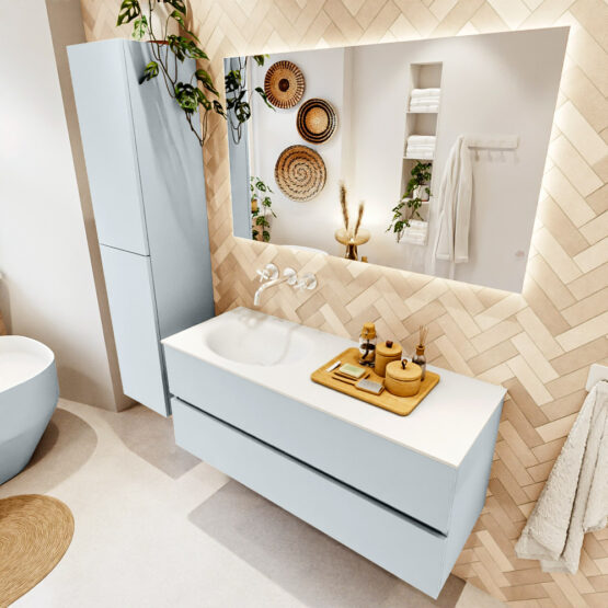 MONDIAZ VICA 120cm mueble de baño Clay 2 cajones. Lavabo MOON Izquierda sin orificio