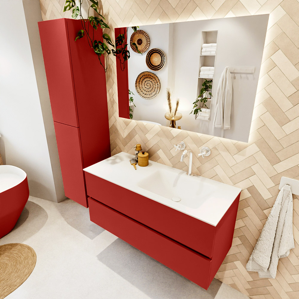 MONDIAZ VICA 110cm mueble de baño Fire 2 cajones. Lavabo CLOUD Derecho 1 orificio, color Talc. 1 MONDIAZ VICA 110cm mueble de baño Fire 2 cajones. Lavabo CLOUD Derecho 1 orificio