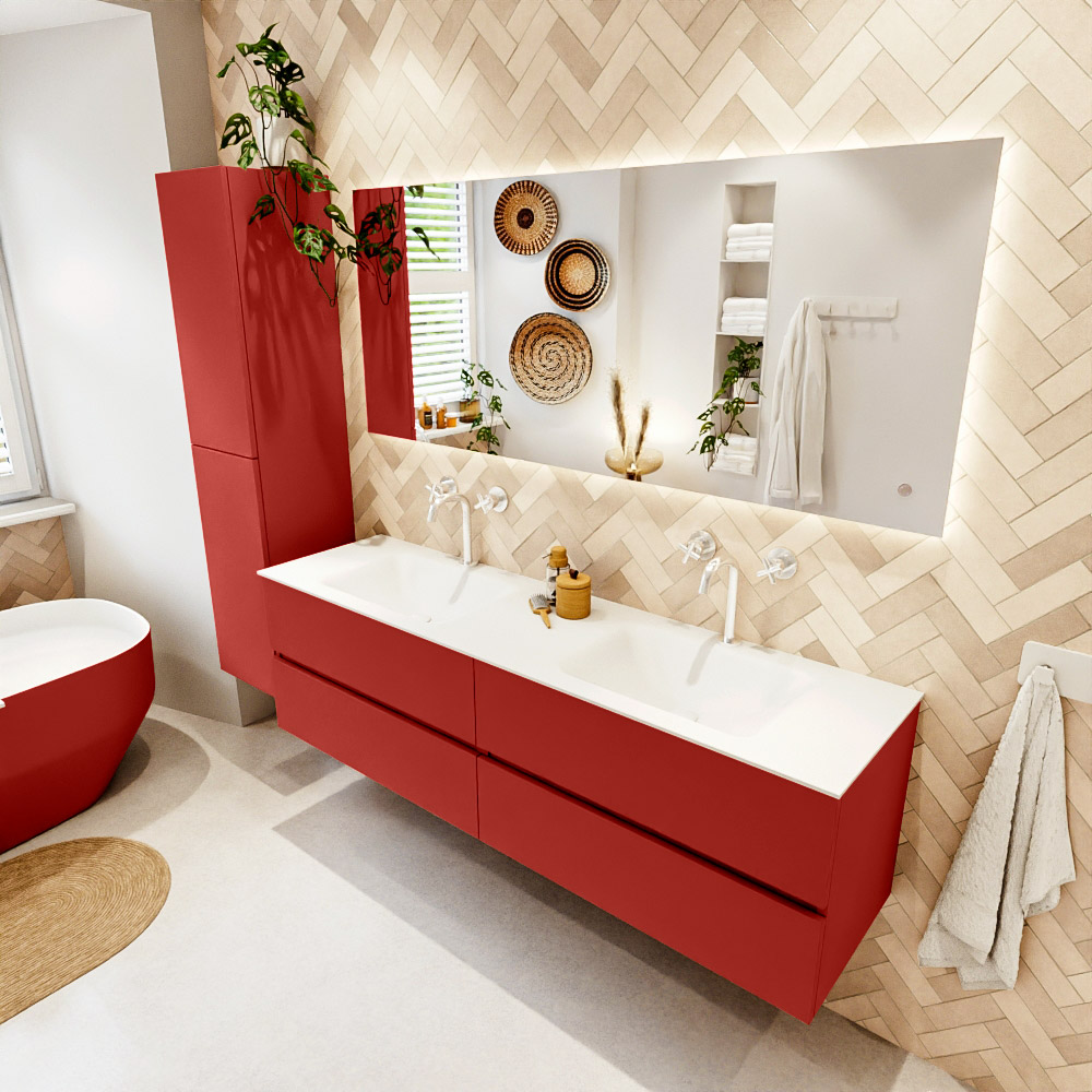 MONDIAZ VICA 170cm mueble de baño Fire 4 cajones. Lavabo CLOUD Doble 2 orificios, color Talc. 1 MONDIAZ VICA 170cm mueble de baño Fire 4 cajones. Lavabo CLOUD Doble 2 orificios