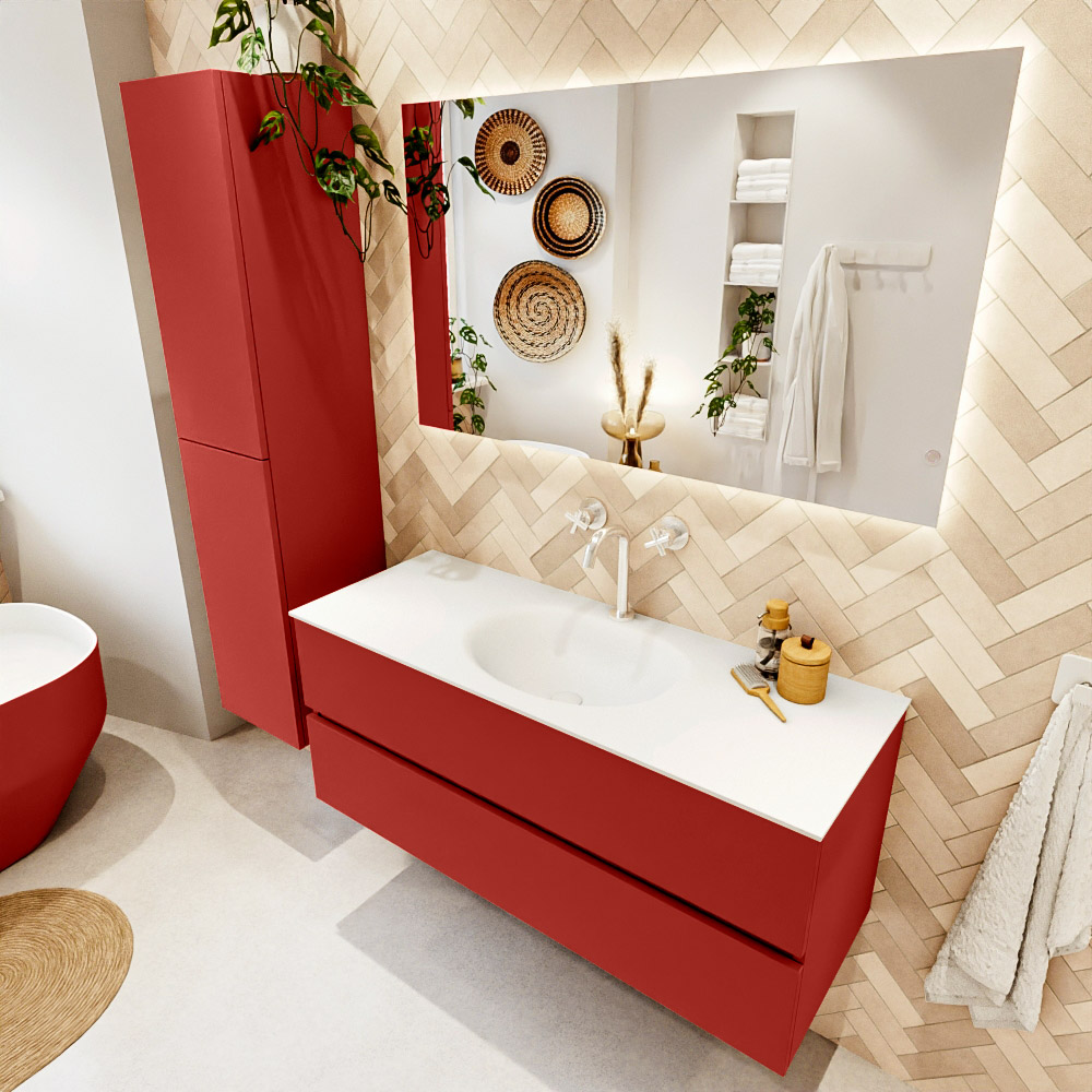 MONDIAZ VICA 120cm mueble de baño Fire 2 cajones. Lavabo MOON Centro 1 orificio, color Talc. 1 MONDIAZ VICA 120cm mueble de baño Fire 2 cajones. Lavabo MOON Centro 1 orificio