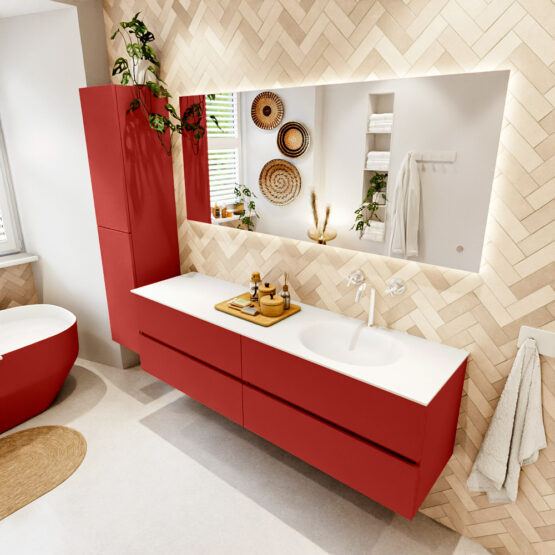 MONDIAZ VICA 170cm mueble de baño Fire 4 cajones. Lavabo MOON Derecho 1 orificio