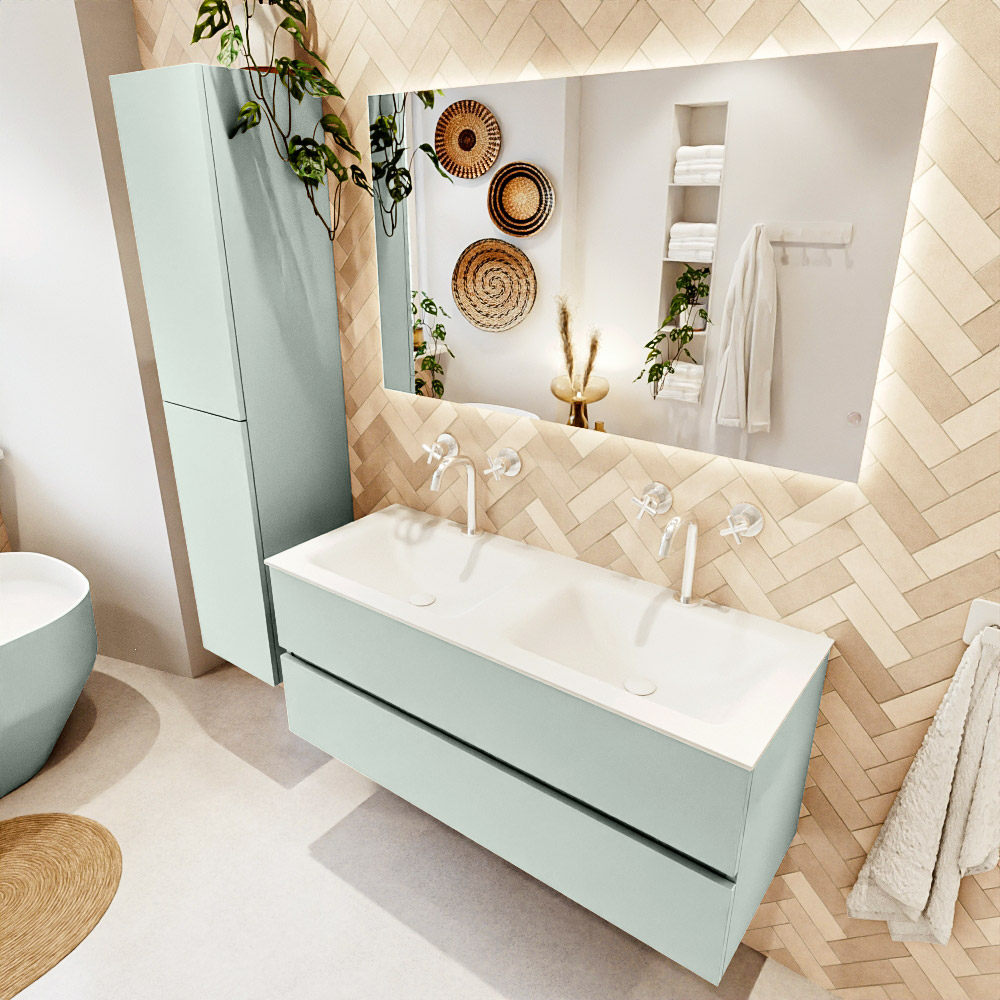 MONDIAZ VICA 120cm mueble de baño Greey 2 cajones. Lavabo CLOUD Doble 2 orificios, color Talc. 1 MONDIAZ VICA 120cm mueble de baño Greey 2 cajones. Lavabo CLOUD Doble 2 orificios