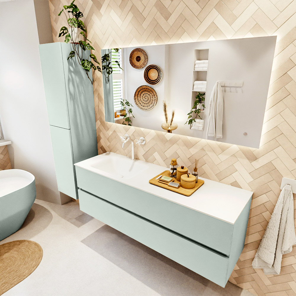 MONDIAZ VICA 150cm mueble de baño Greey 2 cajones. Lavabo CLOUD Izquierda 1 orificio, color Talc. 1 MONDIAZ VICA 150cm mueble de baño Greey 2 cajones. Lavabo CLOUD Izquierda 1 orificio