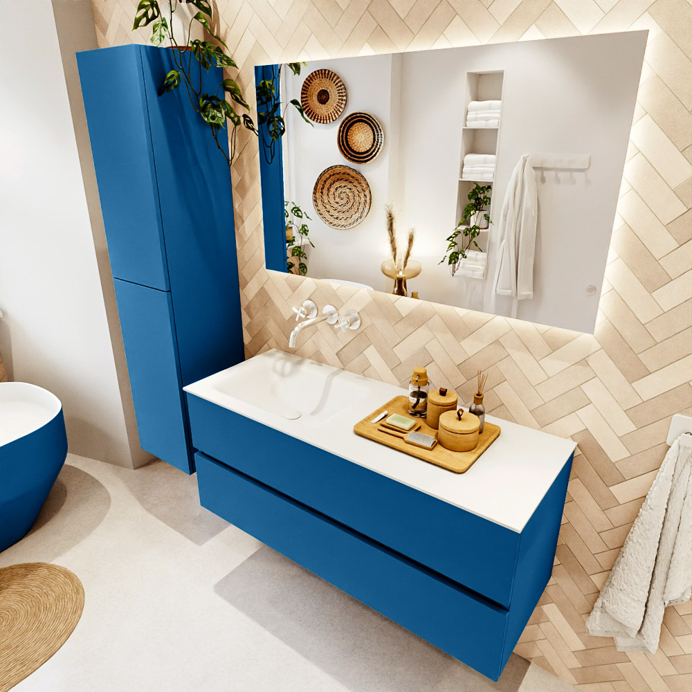 MONDIAZ VICA 120cm mueble de baño Jeans 2 cajones. Lavabo CLOUD Izquierda sin orificio, color Talc. 1 MONDIAZ VICA 120cm mueble de baño Jeans 2 cajones. Lavabo CLOUD Izquierda sin orificio