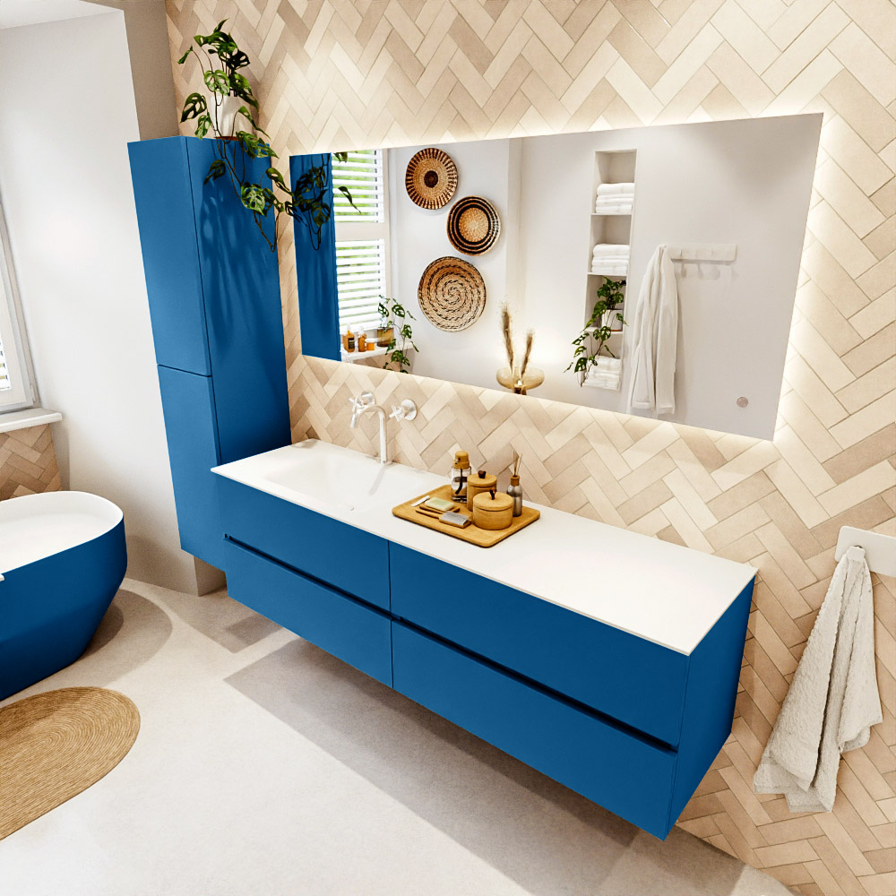MONDIAZ VICA 170cm mueble de baño Jeans 4 cajones. Lavabo CLOUD Izquierda 1 orificio, color Talc. 1 MONDIAZ VICA 170cm mueble de baño Jeans 4 cajones. Lavabo CLOUD Izquierda 1 orificio