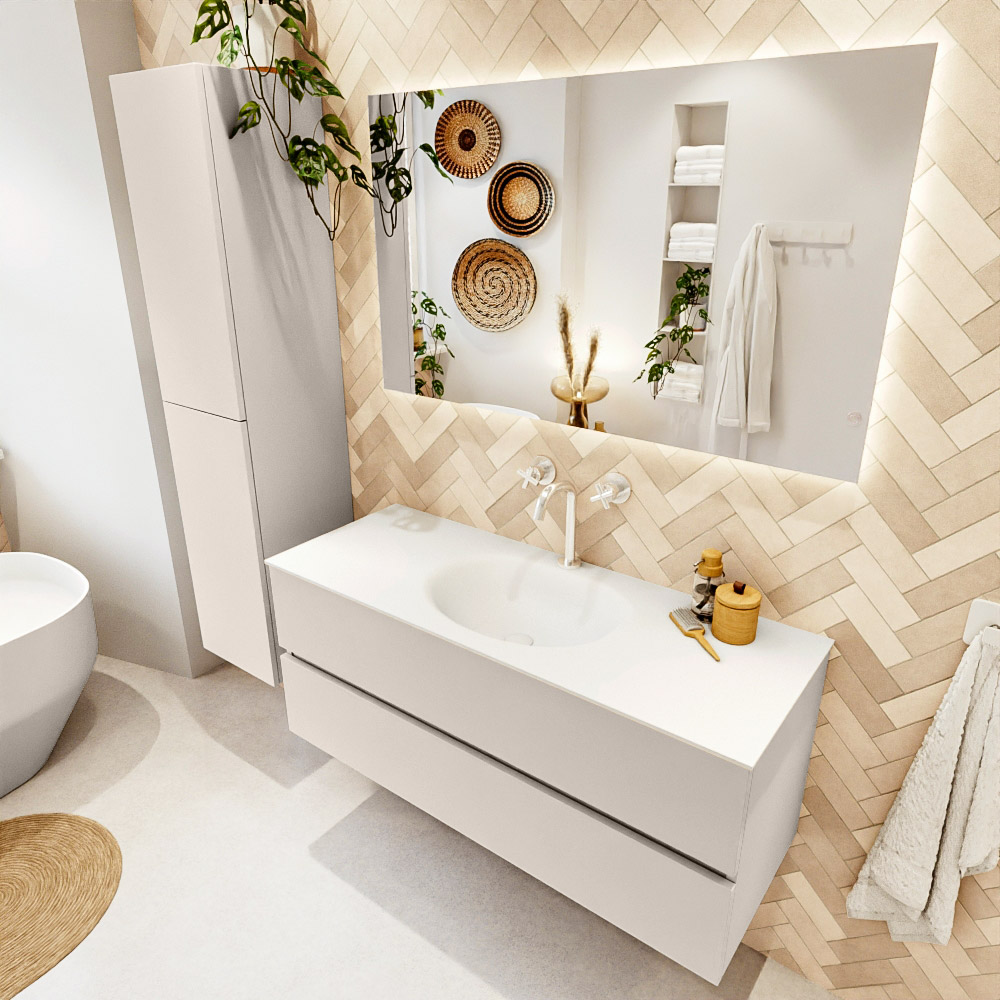 MONDIAZ VICA 120cm mueble de baño Linen 2 cajones. Lavabo MOON Centro 1 orificio, color Talc. 1 MONDIAZ VICA 120cm mueble de baño Linen 2 cajones. Lavabo MOON Centro 1 orificio