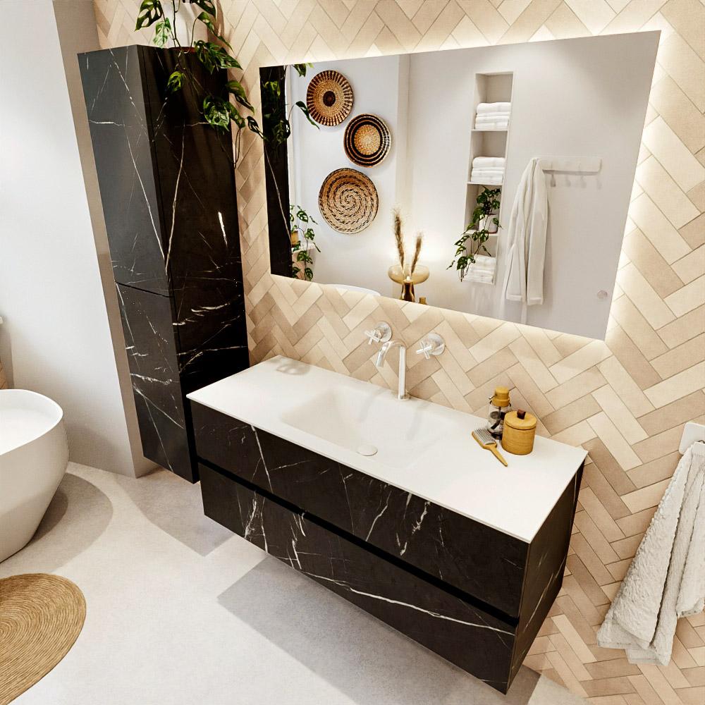 MONDIAZ VICA 120cm mueble de baño Marquina 2 cajones. Lavabo CLOUD Centro 1 orificio, color Talc. 1 MONDIAZ VICA 120cm mueble de baño Marquina 2 cajones. Lavabo CLOUD Centro 1 orificio