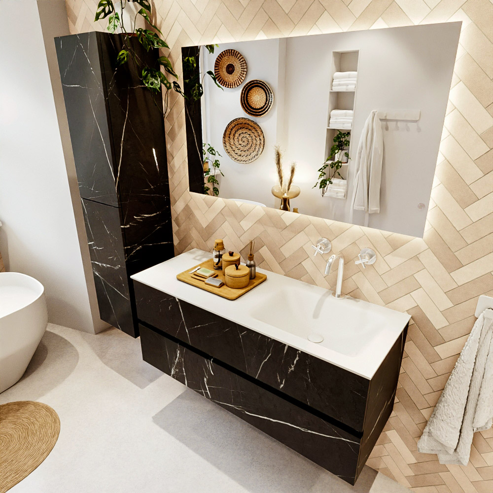 MONDIAZ VICA 120cm mueble de baño Marquina 2 cajones. Lavabo CLOUD Derecho 1 orificio, color Talc. 1 MONDIAZ VICA 120cm mueble de baño Marquina 2 cajones. Lavabo CLOUD Derecho 1 orificio