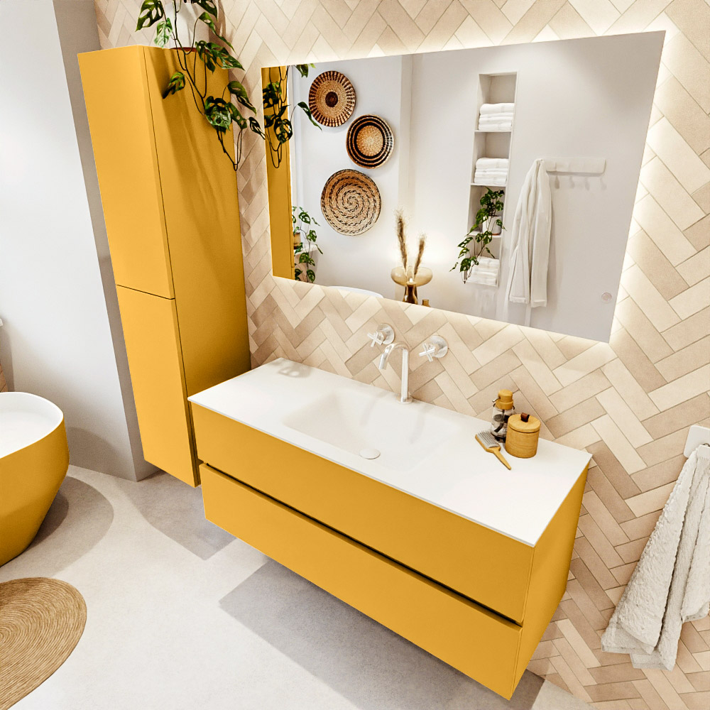 MONDIAZ VICA 120cm mueble de baño Ocher 2 cajones. Lavabo CLOUD Centro 1 orificio, color Talc. 1 MONDIAZ VICA 120cm mueble de baño Ocher 2 cajones. Lavabo CLOUD Centro 1 orificio