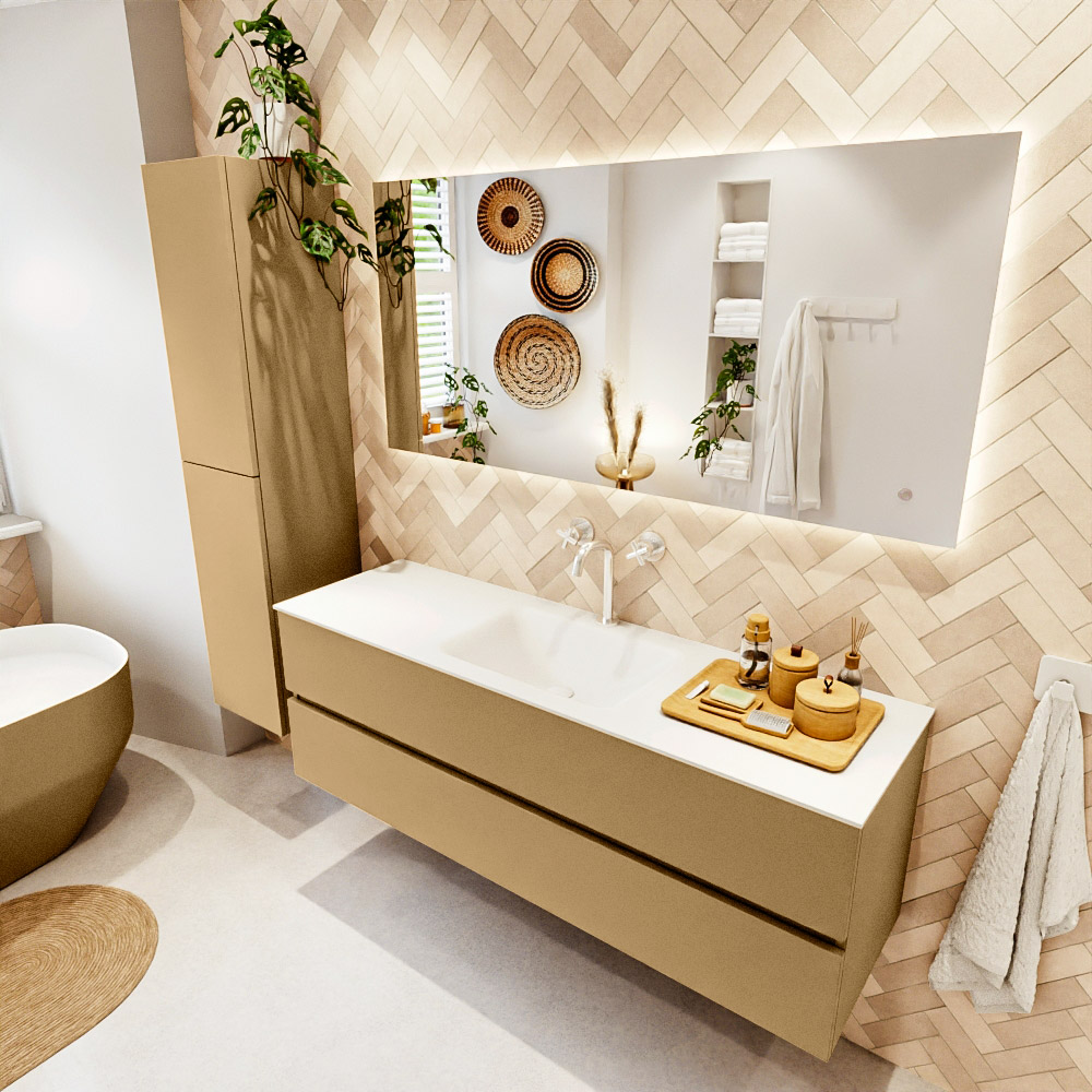 MONDIAZ VICA 150cm mueble de baño Oro 2 cajones. Lavabo CLOUD Centro 1 orificio, color Talc. 1 MONDIAZ VICA 150cm mueble de baño Oro 2 cajones. Lavabo CLOUD Centro 1 orificio