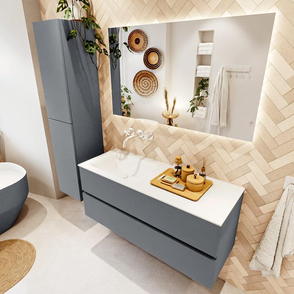 MONDIAZ VICA 120cm mueble de baño Plata 2 cajones. Lavabo CLOUD Izquierda sin orificio, color Talc. 1 MONDIAZ VICA 120cm mueble de baño Plata 2 cajones. Lavabo CLOUD Izquierda sin orificio