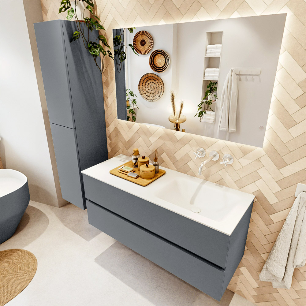 MONDIAZ VICA 120cm mueble de baño Plata 2 cajones. Lavabo CLOUD Derecho sin orificio, color Talc. 1 MONDIAZ VICA 120cm mueble de baño Plata 2 cajones. Lavabo CLOUD Derecho sin orificio